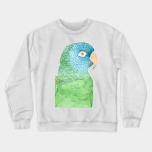 Watercolor blue crowned conure - parakeet painting Crewneck Sweatshirt